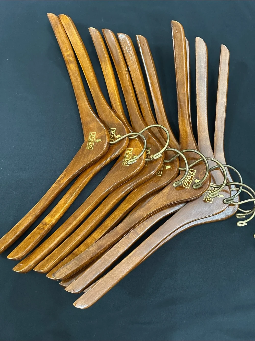 Polo Ralph Lauren With Pony Solid Wood Vintage Hangers - Lot of 10